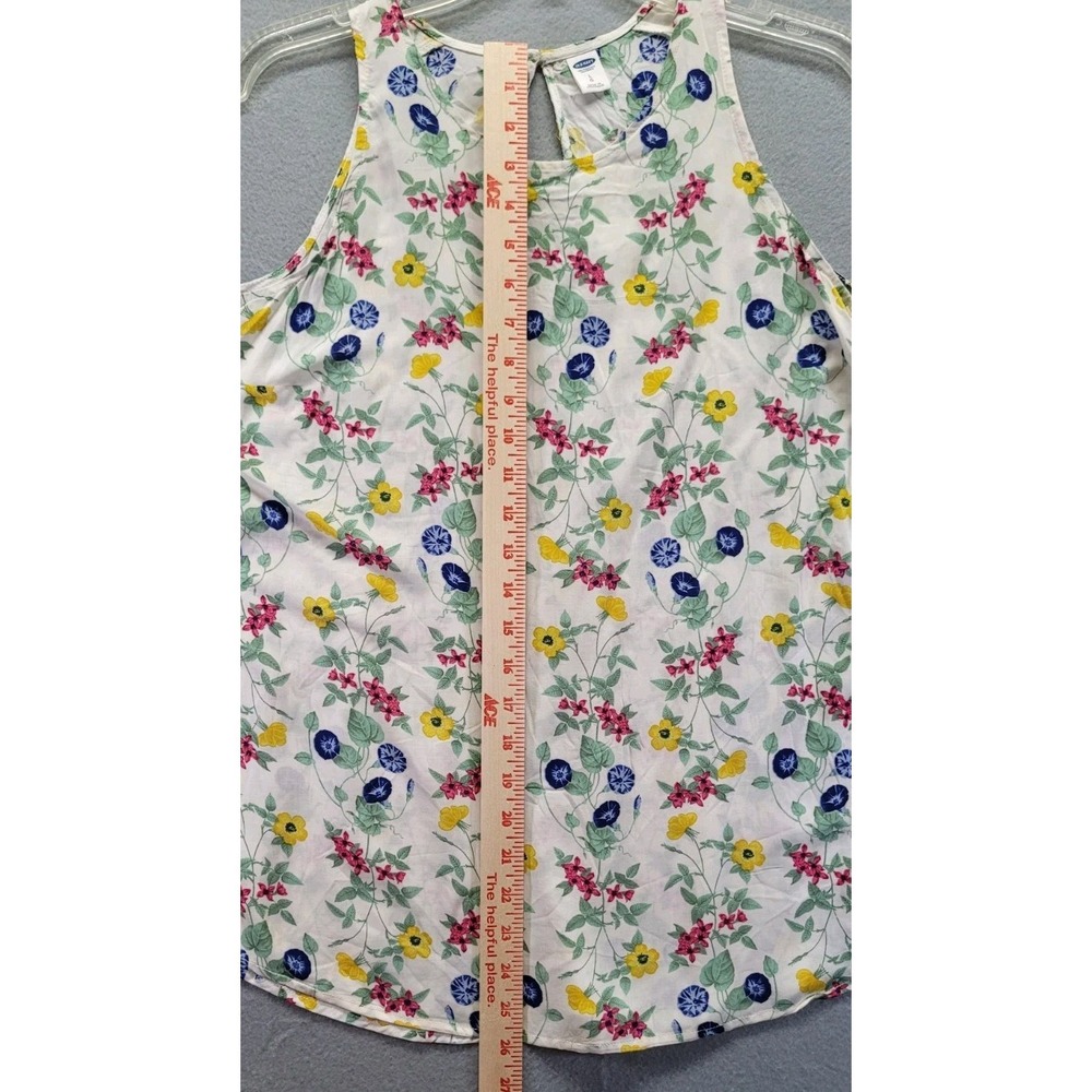 Old Navy High Neck White Floral Sleeveless Top Size Large Sheer - Picture 4 of 9